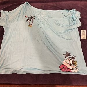 Torrid size 1 light blue off the shoulder shirt